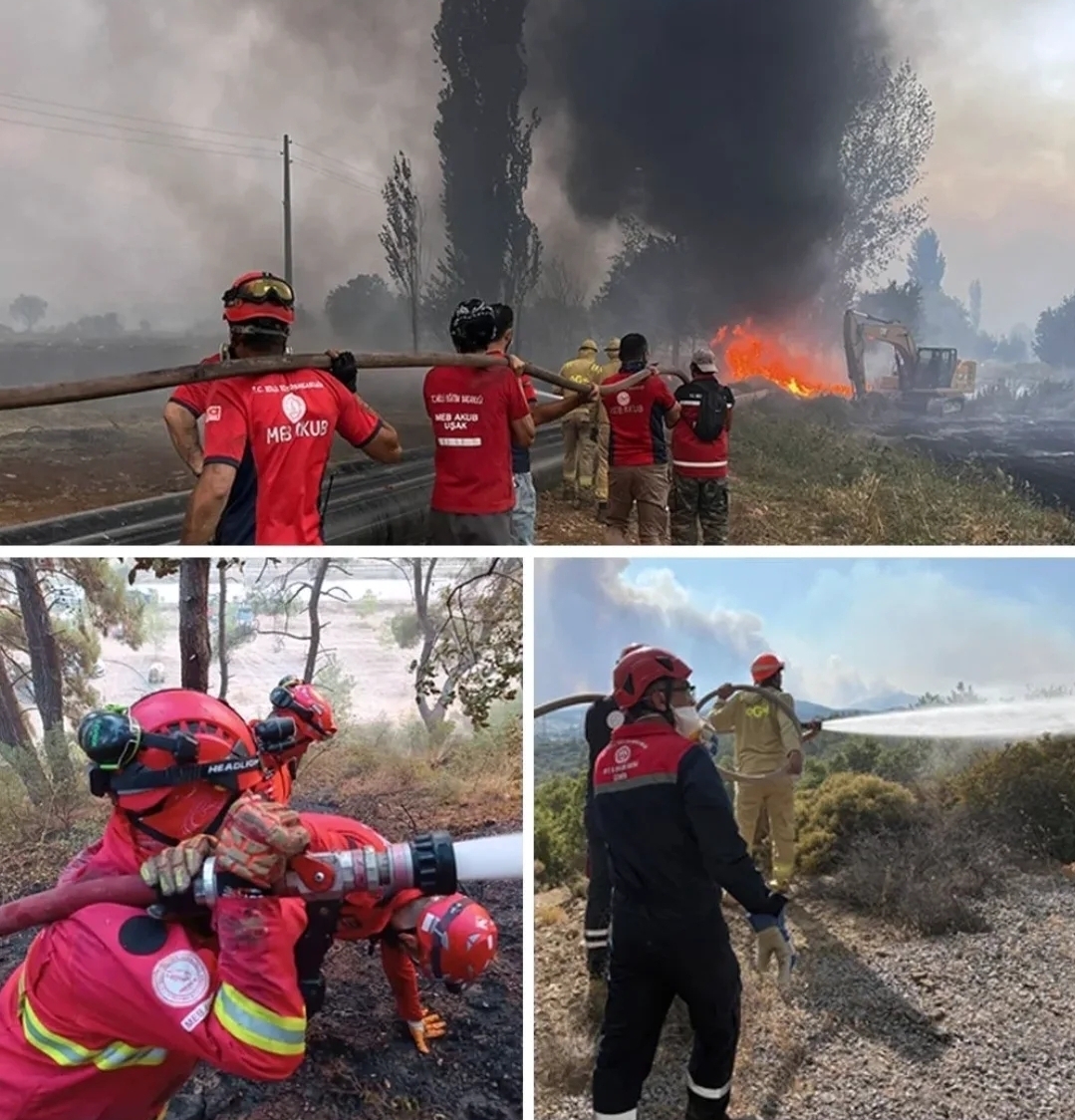 Öğretmenlerden Oluşan MEB AKUB Yangına Müdahale İçin Sahada