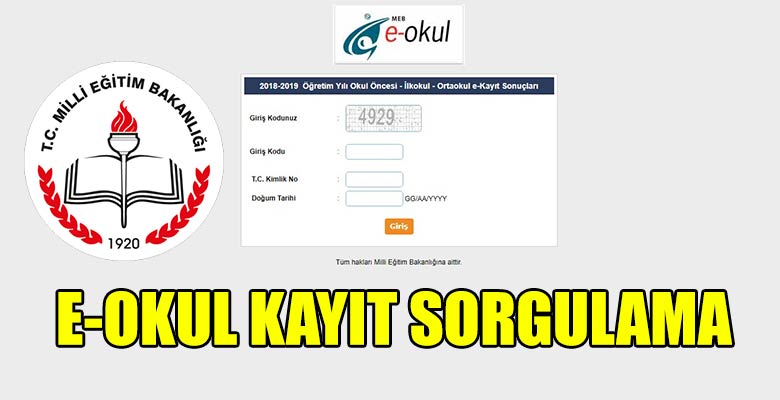 E-okul ilkokul birinci sınıf kayıt sorgulama işlemi, e-kayıt sonuç öğrenme