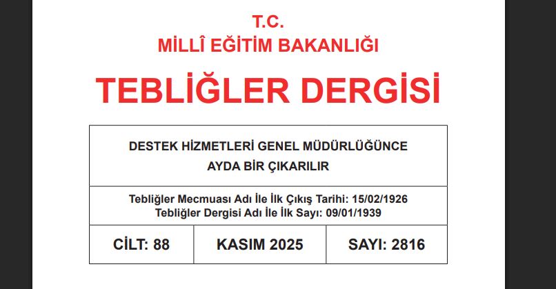 Kasım Ayı Tebliğler Dergisi Yayımlandı