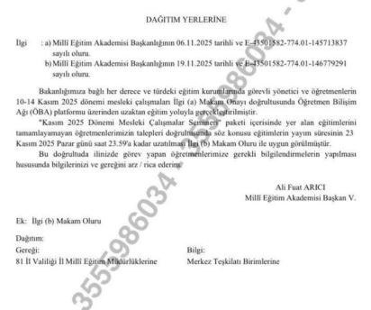 Öğretmenlerin Ara Tatil Seminerleri İçin Resmi Yazı Yayımlandı