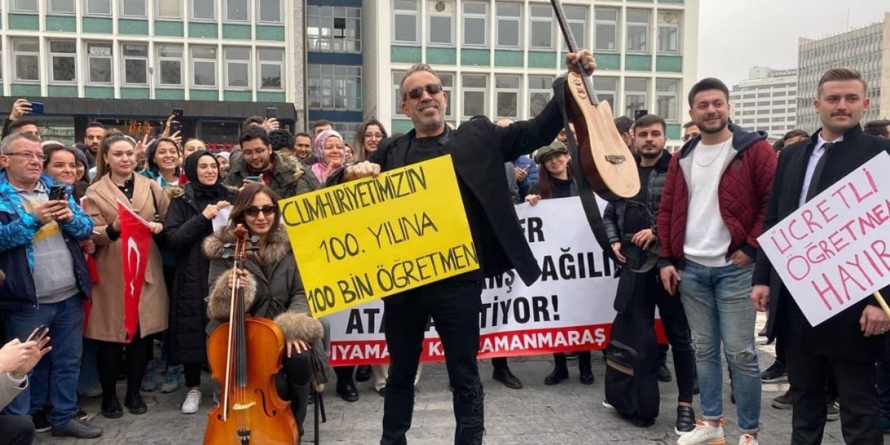 Öğretmen atamaları için yapılan eyleme Haluk Levent’ten yine destek geldi :100 Bin atama diye haykırdı