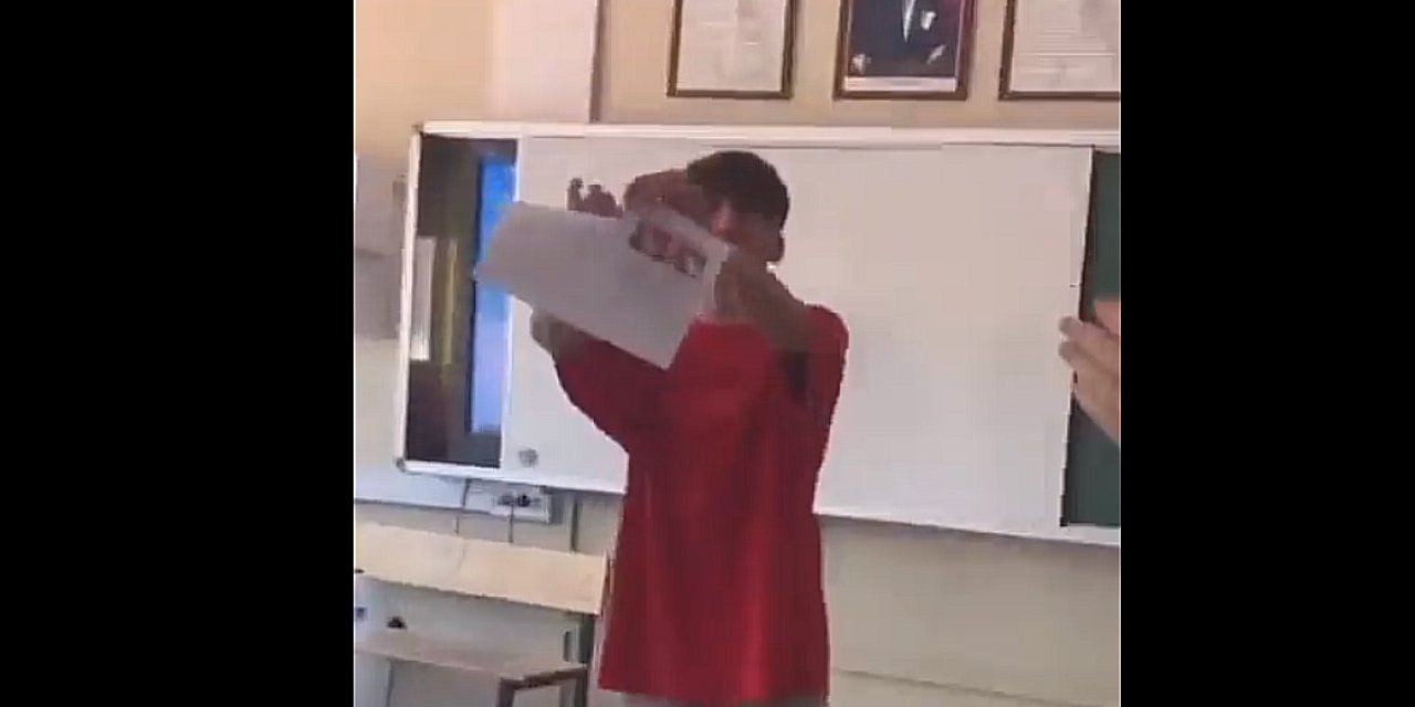 Karnesini yırtan öğrenci sosyal medyada tepkilere sebep oldu