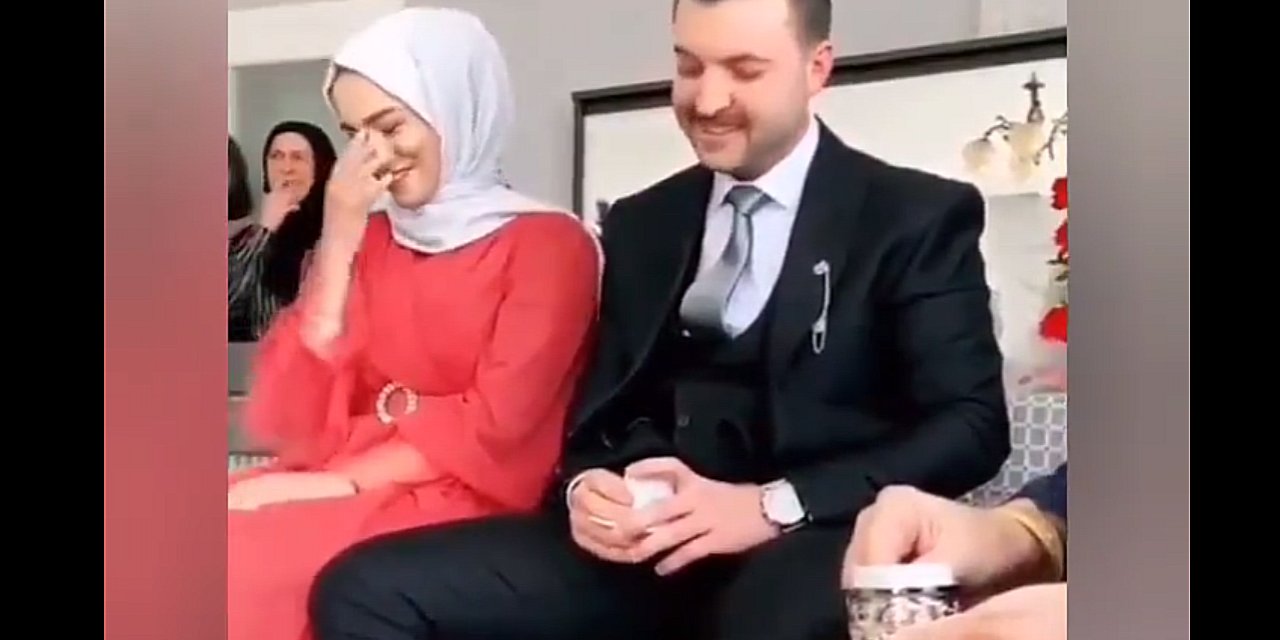 Damadın heyecandan elleri titreyerek kahveyi içemediği görüntüler viral oldu
