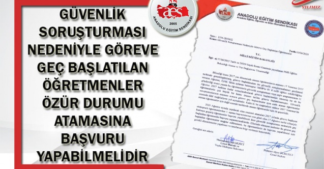 AES: 2017 Temmuz Ataması 2020 Ağustos Tayinine Yetiştirilmeli