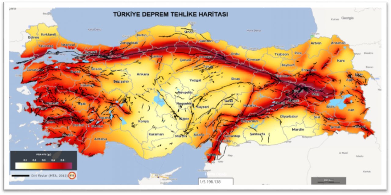 "Türkiye Deprem Tehlike Haritası" güncellenmeli, sarı yerler koyulaşabilir.''