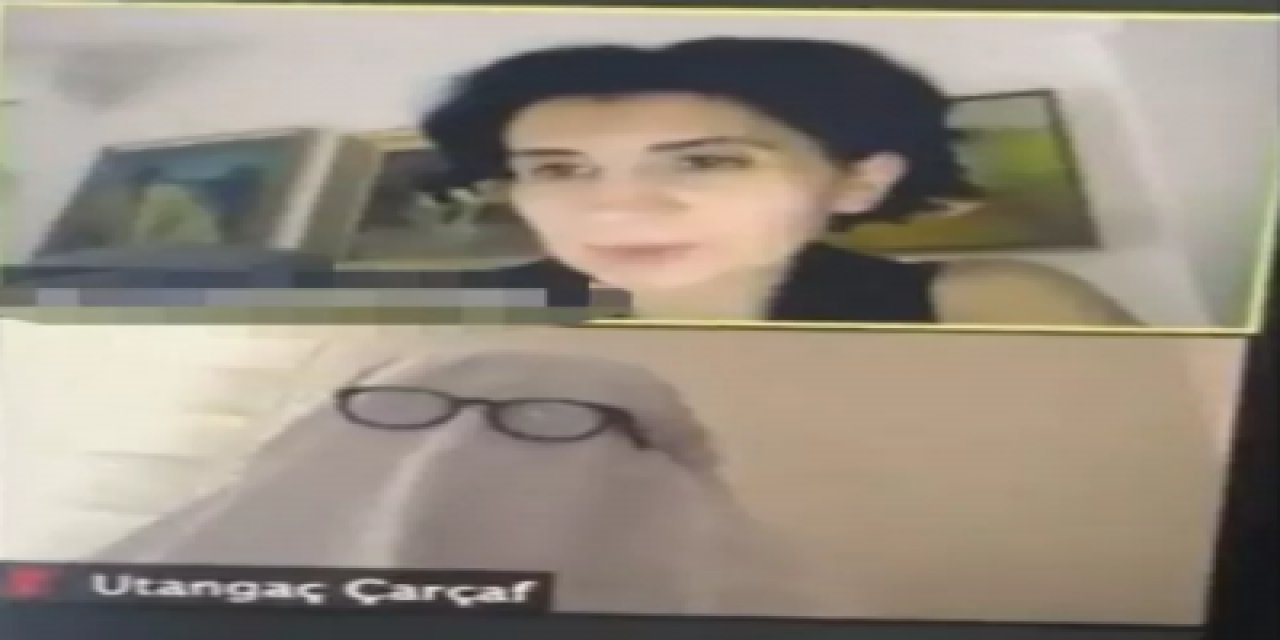 Online derse beyaz çarşafla katıldı. Sosyal medyada gündem oldu.